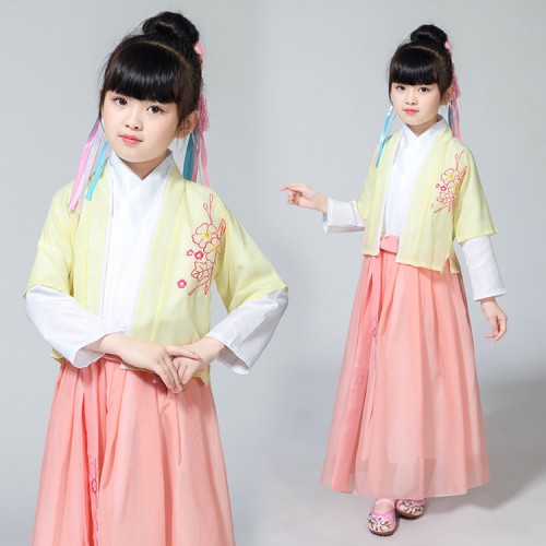 Girls chinese folk dance hanfu stage performance ancient  drama korean kimono fairy  dresses stage performance dresses